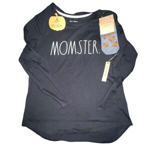 2 Pc Halloween Rae Dunn Momster Long Sleeve T-shirt Top With‎ Socks Large New